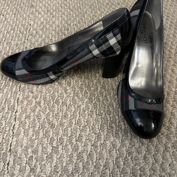 Franco Sarto Black and Gray Plaid Heels - Picture 2 of 6